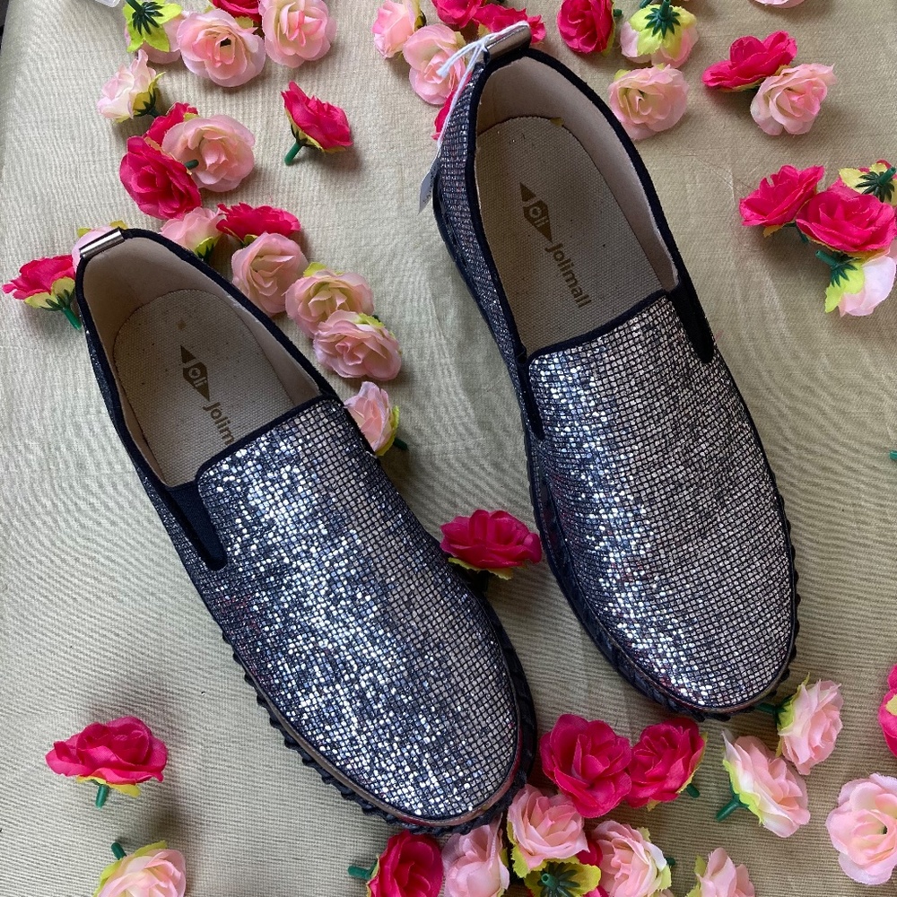Jolimall Glitter Slip on Sneakers Sz 9 NWOT - Picture 2 of 13
